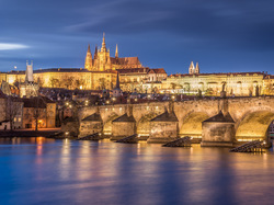 Rzeka, Most Karola, Praga, Czechy, Zamek na Hradczanach